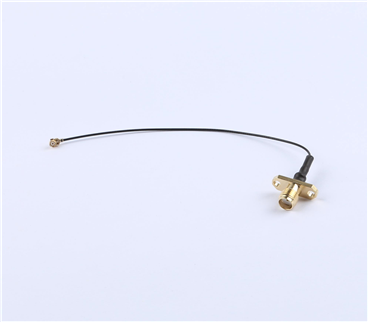 轉(zhuǎn)接線 雙孔法蘭SMA母頭轉(zhuǎn)一代IPEX RG0.81黑線——KH-FL2SMAK-IPEX-RG0.81-B120