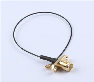 轉接線 雙孔法蘭SMA母頭轉一代IPEX RG0.81黑線——KH-FL2SMAK-IPEX-RG0.81-B160