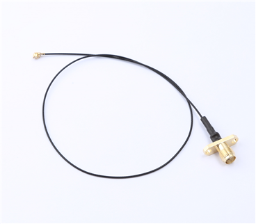 轉接線 雙孔法蘭SMA母頭轉一代IPEX RG0.81黑線——KH-FL2SMAK-IPEX-RG0.81-B300