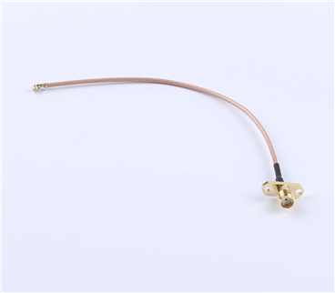轉接線 雙孔法蘭SMA母頭轉一代IPEX RG178棕色線——KH-FL2SMAK-IPEX-RG178-140