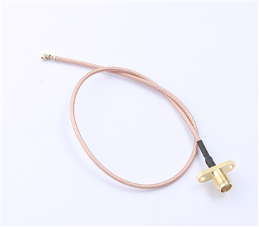 轉接線 雙孔法蘭SMA母頭轉一代IPEX RG178棕色線——KH-FL2SMAK-IPEX-RG178-250