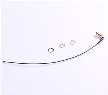 IPEX轉SMA鍍金彎頭，外螺內孔，RG1.13黑色線材，L=180mm 4件套——KH-IPEX-SMA-W-180
